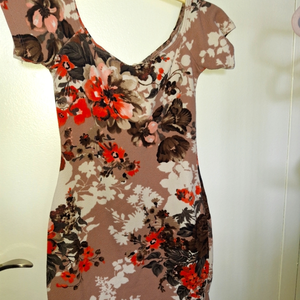 Love Culture Orange and Brown Bodycon Mini Dress with Flutter Sleeves